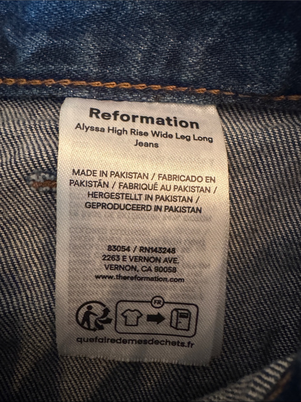 Reformation Dark Blue Alyssa High-Rise Wide Leg Long Jeans Size 24 Long Denim - Picture 7 of 8